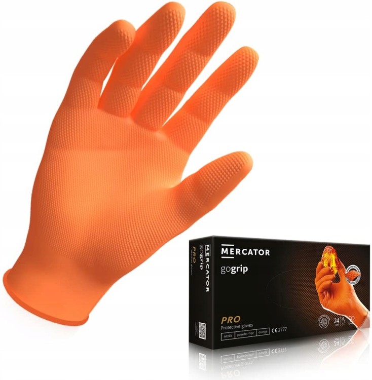 Rukavice Gogrip L Orange Nitril 50ks Nep - Úklidové a ochranné pomůcky Rukavice jednorázové